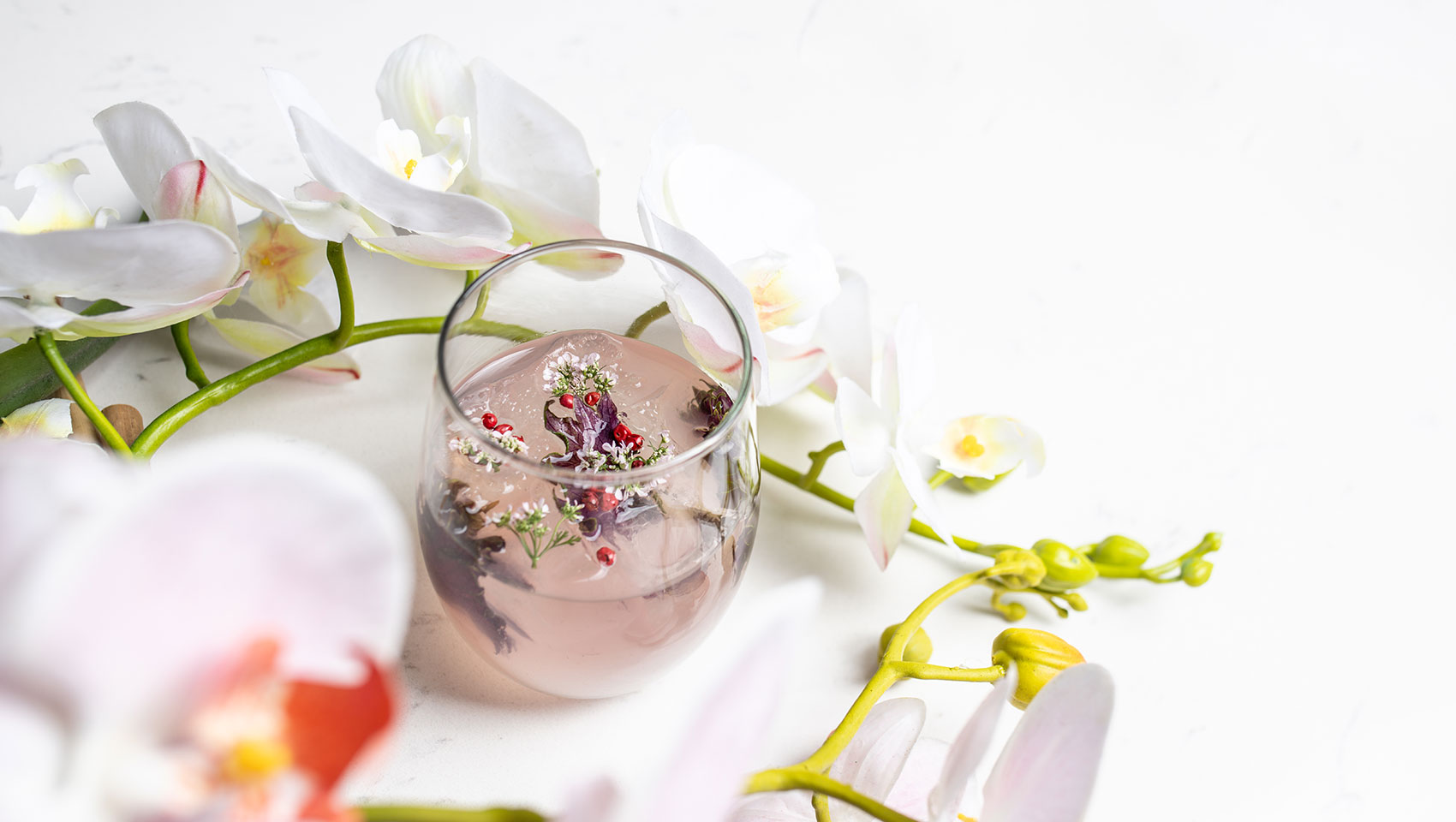 cocktail and orchids