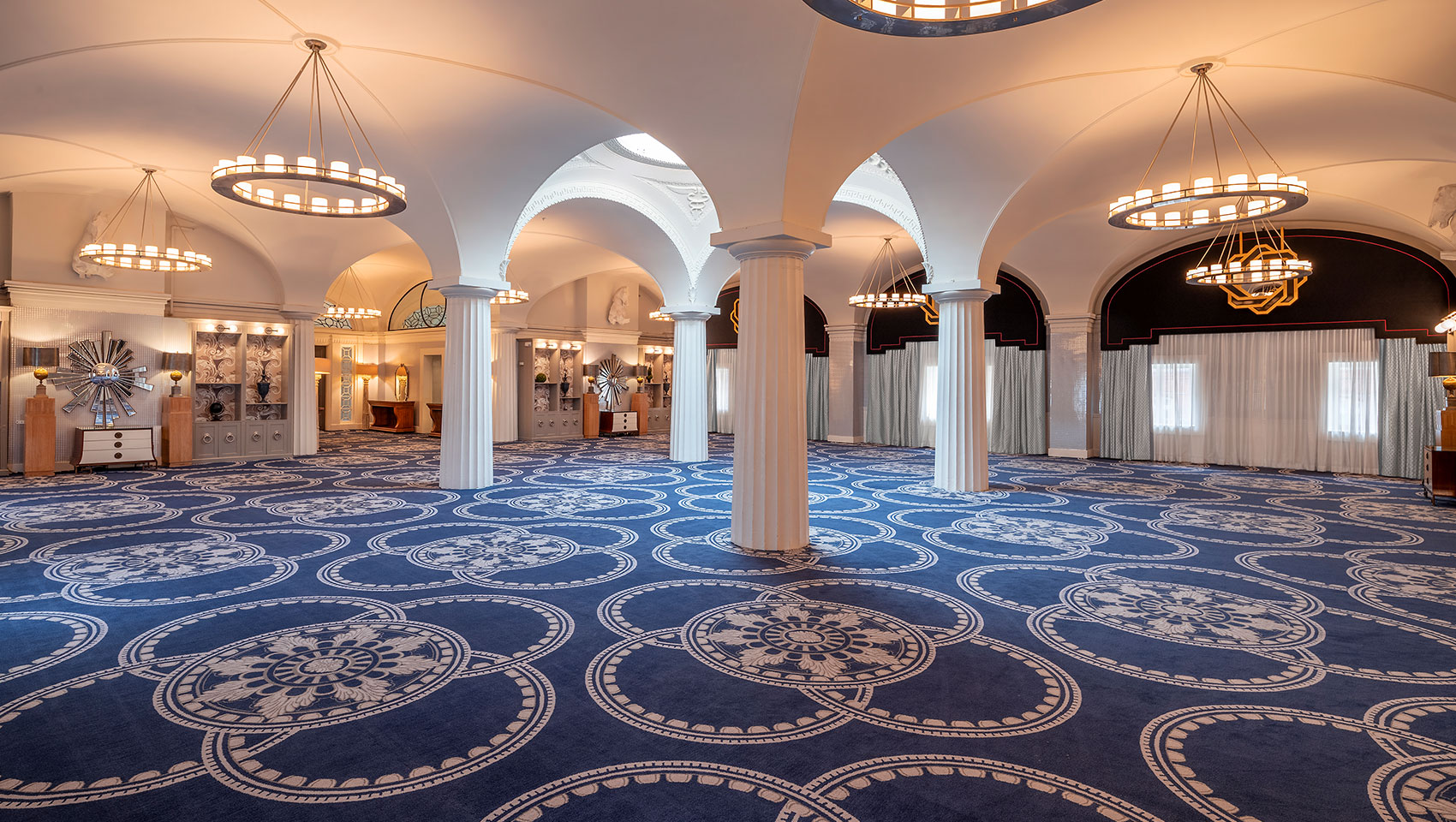 Natural skylights and floor-to-ceiling windows in the Paris Ballroom