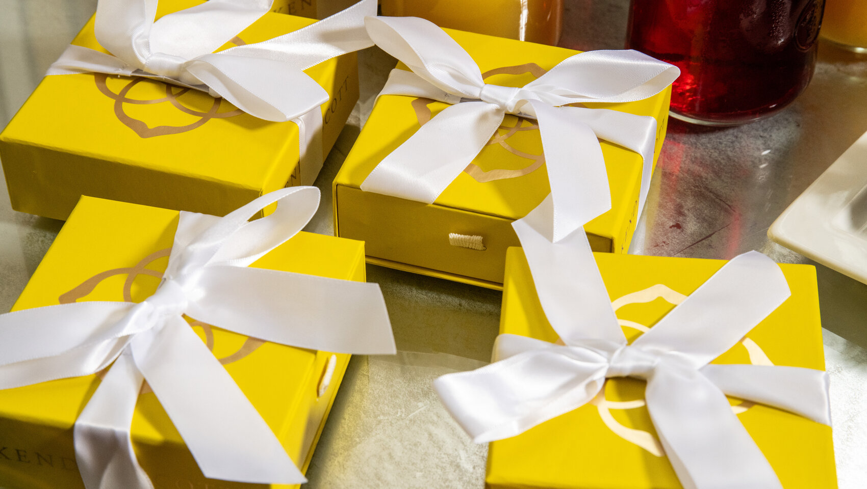 yellow gift boxes at kimpton hotel monaco dc