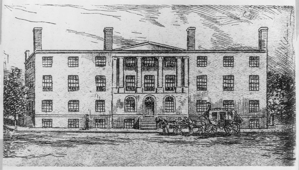 Blodgett's Hotel, built in 1795, was the first known structure to occupy this site