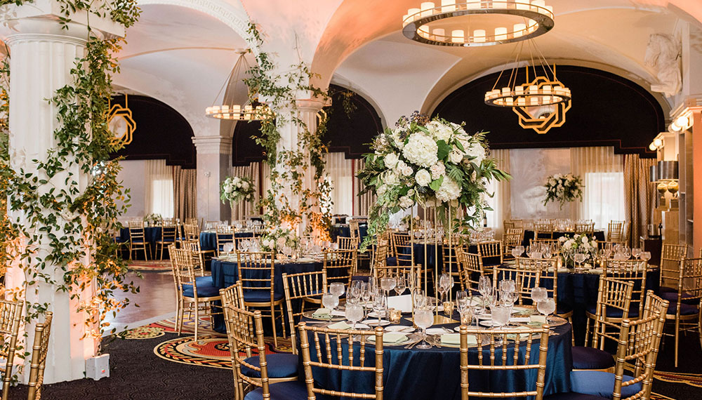 Ballroom with wedding decor