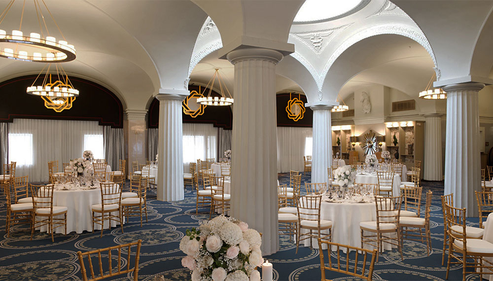 Ballroom with wedding decor