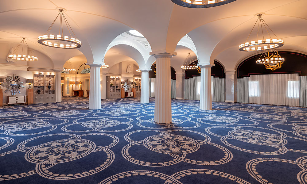 Natural skylights and floor-to-ceiling windows in the Paris Ballroom