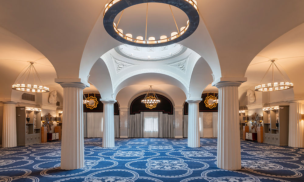 The Paris Ballroom features classical columns and elegant archways